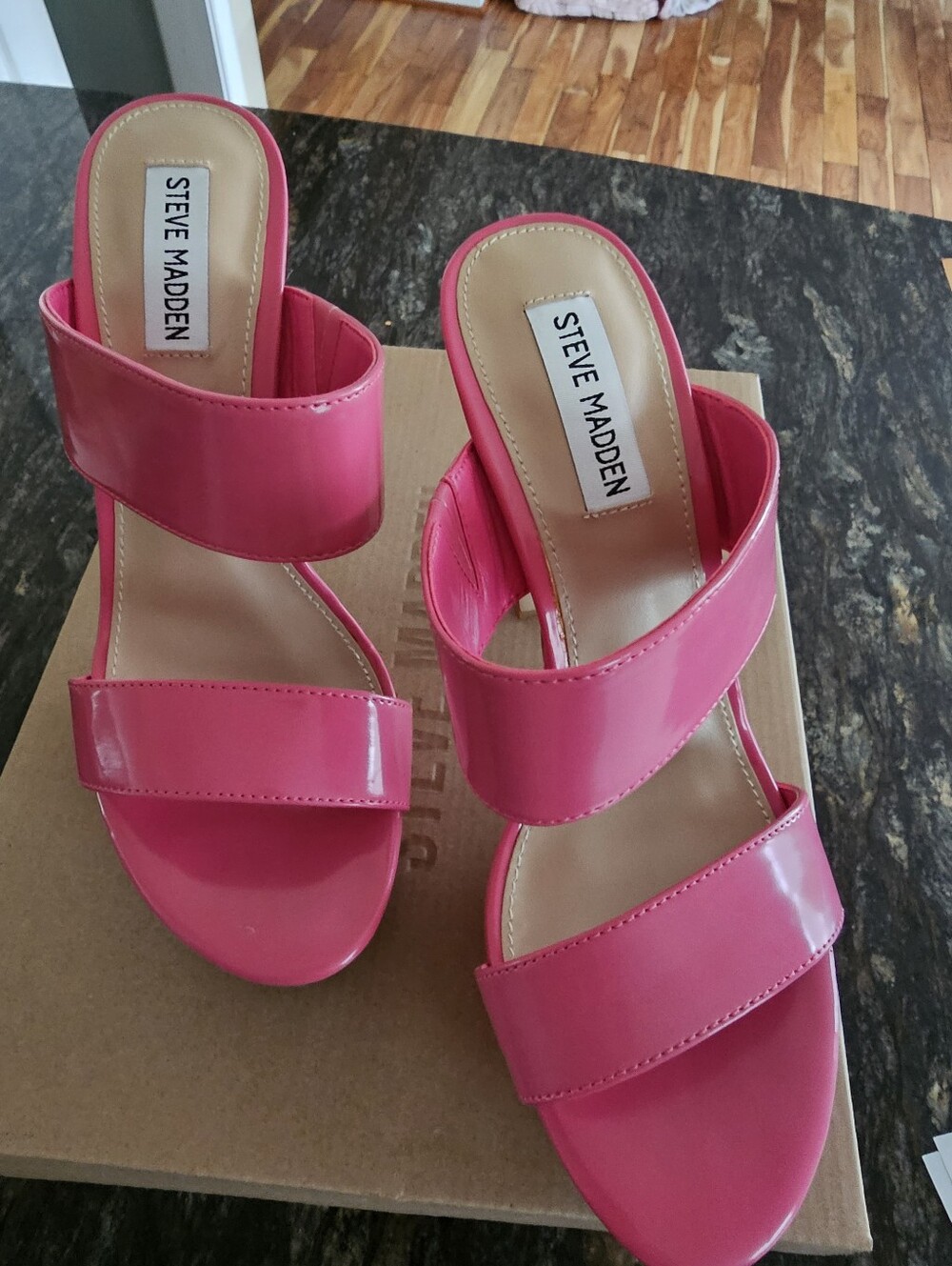 Steve Madden Hot Pink Double-Strap Block Heel Sandals